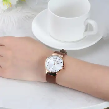 ORSA JÓIAS de Moda para Senhoras Relógios de Couro Preto Simples Relógio de Pulso de Quartzo de Qualidade Superior, as Mulheres Pulseira de Bayan Kol Saati OOW04
