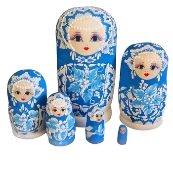 6Pcs Boneca russa de Basswood Mini Gravador de Madeira Descolorir o Aninhamento de Crianças Matryoshka Brinquedo Interativo Meninas Presentes NSV775