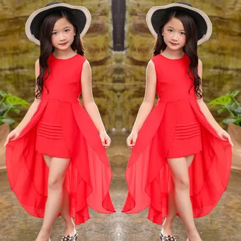 2020 nova guerra vestido para 5 6 7 8 9 10 1112 anos de idade menina de vestido elegante chiffon vestido de festa vermelho cor-de-rosa coreano menina adolescente