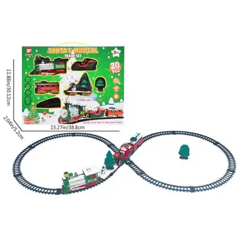 Nova Natal Elétrica Trilho de Trem, Carro de Brinquedo para Crianças Trem Conjunto de Corrida de Transporte Rodoviário de Construção de Brinquedos Com Música ligeira