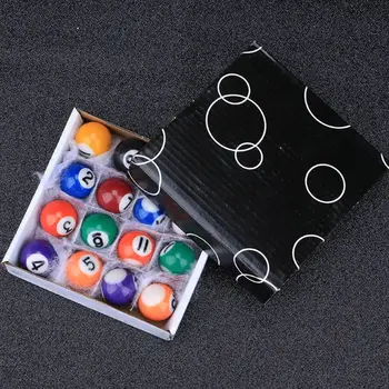 16Pcs 25mm de Resina Mini Bola de Bilhar Brinquedo das Crianças Pequenas Taco de sinuca com Bolas Conjunto Completo de Mini Mesa de Bilhar Acessórios