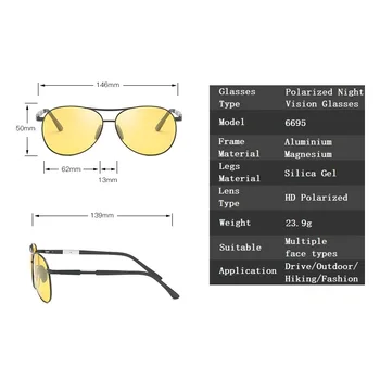 YSO Noite de Óculos de Visão Homens de Alumínio do Quadro de Magnésio Polarizada com Óculos de Visão Noturna Para a Condução do Carro Anti-Brilho Óculos 6695