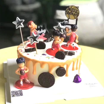 5pcs Anime Japonês Figura Slam Dunk Bolo Topper Sakuragi Hanamichi de Basquete a Decoração do Bolo Para as Crianças da Festa de Aniversário de Decoração