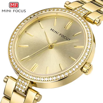 Mulheres Relógios de MINI-FOCO de Ouro Rosa em Aço Inoxidável reloj mujer de melhor Marca de Luxo Relógio Senhoras Quartzo Relógio de Pulso Relógio Feminino