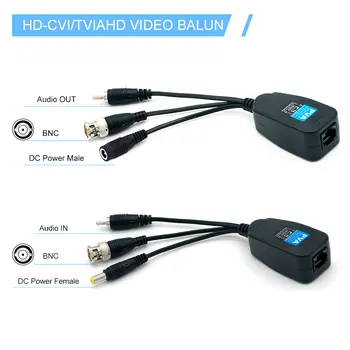 De 8MP HD BNC de Vídeo Balun de Áudio ao Conector RJ45 HD-CVI/TVI/AHD Transceptor de Segurança CCTV Sistema de Câmera de Vigilância