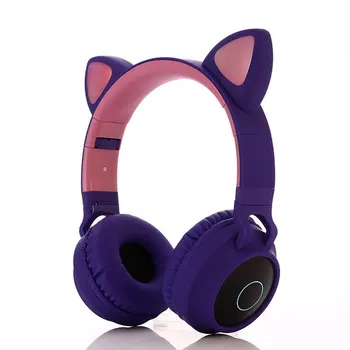 Bluetooth 5.0 Fone de ouvido sem Fio hi-fi de Música Estéreo de Fones de ouvido de Baixo DIODO emissor de Luz de Telefones Móveis Gato Bonito Menina Filha de Fone de ouvido Para PC