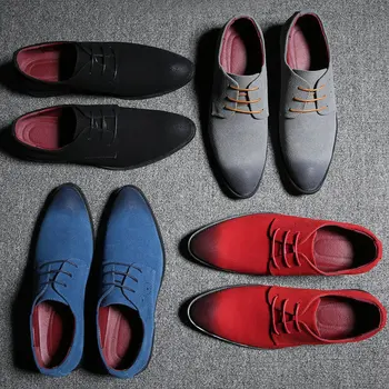 Homens Office Sapatos de Camurça de couro Retro Esculpida Sapatos Oxford Tamanho GRANDE 38-48 Sapatos Dedo Apontado Negócio Formal Sapatos 559