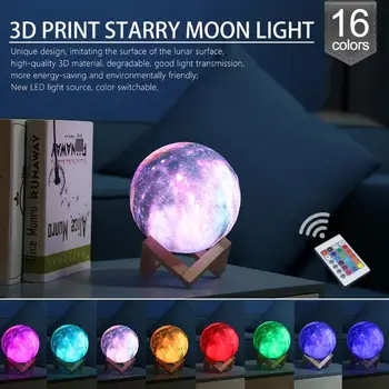 3D Noite do DIODO emissor de Luz da Lua Lâmpada Colorida Alterar Planeta Lâmpada de Decoração Criativa de Presente de Usb Conduziu a Luz da Noite Galaxy Lâmpada Dropshipping