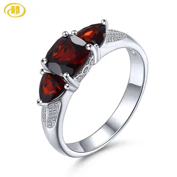 Hutang Moçambique Garnet Prata 925 Anel Vermelho Natural De Pedra Preciosa Sólida Prata 925 Anéis Vintage Fina Jóia Elegante