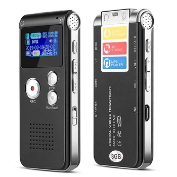 Gravador de Voz Digital (8GB) Built-in Microfone alto-Falante Gravadores Digitais de Voz para a Classe de Palestras Reuniões