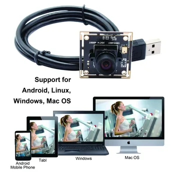 Sem distorção H. 264 30fps de 2.0 Megapixels de CCTV Câmera USB Módulo mini 38*38 mm da placa do PWB do Sony IMX322 vídeo conferência câmera USB