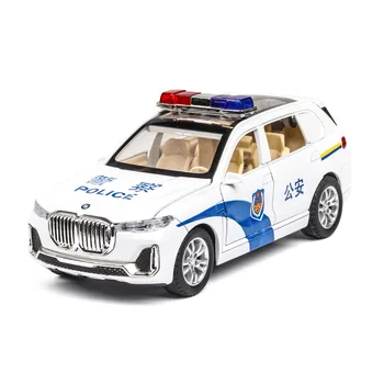 1:32 Fundido de Liga de modelo de carro X7 fogo da polícia da SWAT, carro de Som e luz puxe a função de retorno de crianças brinquedos de Presente para as crianças