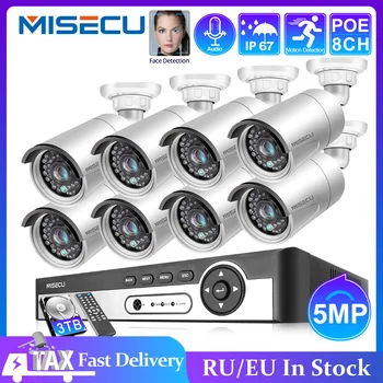 MISECU 8CH 5MP POE Sistema de Câmera de Segurança Face Registro NVR Exterior Impermeável da Câmera do IP de gravação de Áudio de Home Kit de Vigilância de Vídeo
