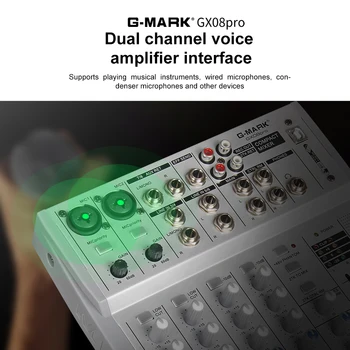 G-MARK Profissional Mixer de Áudio do Microfone do Console de 2 Strero 2 Mono Ligação USB ao Computador