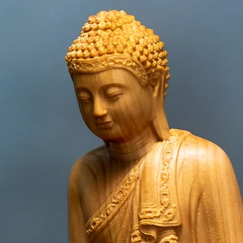 10CM Mini Tailândia Buda Sakyamuni Buxo Presentes Figuras de Madeira Estátuas de Buda, Decoração Coleção de Ornamentos