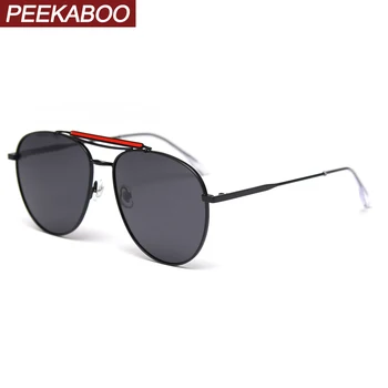 Peekaboo uv400 óculos de sol polarizados mulheres oversized preto armação de metal retro condução de óculos de sol para homens de alta qualidade de verão