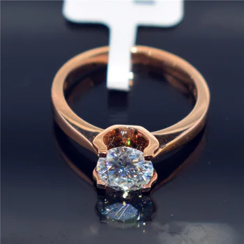18K goldr anel 1ct DVVS moissanite anel de Noivado&Casamento Jóias com certificado de 0070