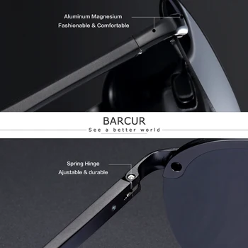 BARCUR Homens Novos Óculos de sol Piloto de Condução de Sol de vidro Polarizado Magnésio de Alumínio de Condução Óculos gafas de sol tons