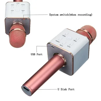 Karaoke Q7 sem Fio Bluetooth, Microfone Handheld MICROFONE USB Leitor de KTV