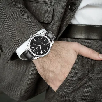 2019 Moda de Nova Homens Relógio de Quartzo PU Correia de Couro Ponteiro de Negócios relógio de Pulso Presentes Relógio Masculino Relógio Homens