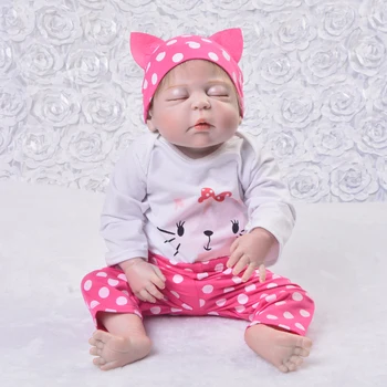 Moda Bebê Menina Boneca Roupas Para 22-23 polegadas Renascer Bonecas Realistas cor-de-Rosa Gato 55-57 cm Boneca, Acessórios, Roupas de Bebê