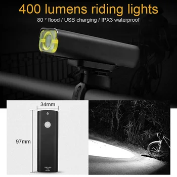 Moto de Frente emissor de Luz do USB Recarregável Guiador Luzes de 5 Modos 18650 Bateria de Moto Farol Lanterna Acessórios de Ciclismo
