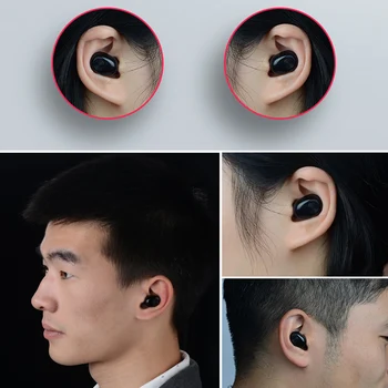 Fones de ouvido Bluetooth Mini Invisível Fone De ouvido Estéreo de Música de Fone de ouvido Fone de Carregamento Caixa de Mãos-livres w/ Microfone