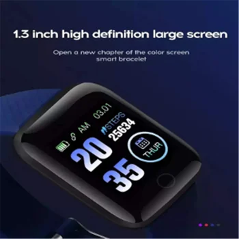 Smart Watch 116 Além da Tela da Cor da frequência Cardíaca Inteligente Pulseira de Esportes Relógios Inteligentes Banda Impermeável Smartwatch para Android iOS