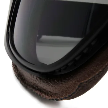 Roaopp Moto Capacete Com Óculos de Fumar Lente Classic Óculos de proteção da Motocicleta Vintage Piloto de Motociclista em Couro moto Moto ATV Óculos de proteção