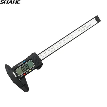 SHAHE 150 mm, com 6 polegadas LCD Digital Eletrônico Composto de Fibra de Carbono Vernier Paquímetro Micrômetro Régua Calibrador Digital