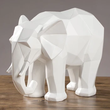 Elefante Animal Estátua de Elefante Resina Resumo estatueta para casa decoração Geométrica Escultura Decoração de Casa Moderna/acessórios