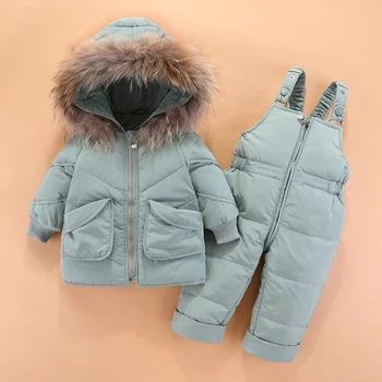 OLEKID 2020 Inverno do Bebê Meninos Snowsuit Gola de Pele com Capuz Jaqueta Casaco para Baixo Macacão Infantil traje de Neve Criança Menina de Neve Desgaste do Conjunto