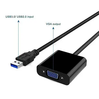 USB 3.0, VGA, USB Adaptador de Vídeo VGA Placa Gráfica de Visualização Externa Cabo Adaptador para Windows PC Portátil