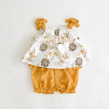 2020 Verão da Criança do Bebê Roupa de Menina Roupas de 2 PCS Menina Roupas de Bebê Tops, Shorts Bebê Bonito Conjunto Casual Crianças Vestuário