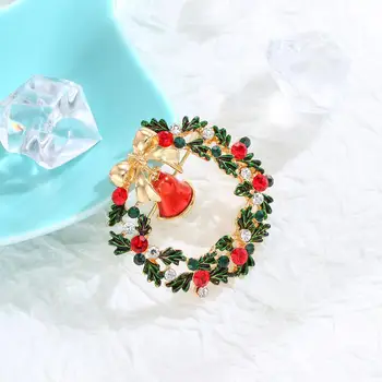Neoglory Jóia da Coroa de Natal & Jingle Bells Broches para as Mulheres de Ouro Fita Esmalte Casaco Pin 2020 Quente Nova Marca de Presente de NATAL