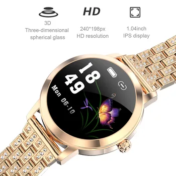 2020 Elegante, Inteligente, Relógio de frequência Cardíaca BP WhatsappMessage & Chamada Lembrete IP68 Impermeável LW10 Smartwatch Mulheres Conectar o Android IOS