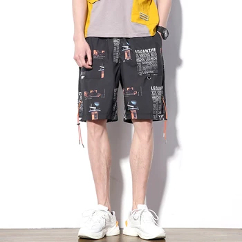 2020 Verão de Novo os Homens Shorts Ocasionais do Comprimento do Joelho Casual Streetwear Masculino Nova Moda Harajuku Curto Corredores ABZ355