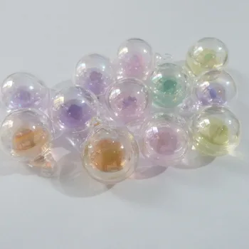 Novo 20mm de vidro redonda globo bolha de sabão garrafa colorida líquido contas no frasco que desejam frasco pingente de encantos-50pcs/monte