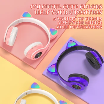 Bluetooth 5.0 sem Fio Fone de Ouvido do Gato Luminosa c/Microfone de Fone de ouvido Para Crianças Meninas Fones de ouvido Bluetooth & Fones de ouvido Fones de ouvido