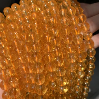 Amarelo Natural Toil Quartzo Grânulos de Pedra Redonda Espaçador Miçangas Para Fazer Jóias DIY Pulseira Acessórios de 15