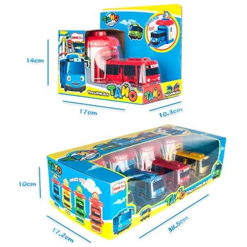 4pcs/set coreia do cartoon modelo em Escala censurar ônibus a pequena miniatura de carro de plástico crianças meninos crianças oyuncak garagem de brinquedos