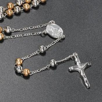 Católica de Jóias 6mm Rosário Senhor Cristã Colar de Jesus Virgem Maria Cruz Religiosa Ornamentos de Vestuário, Acessórios de Jesus