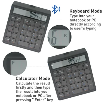 Multifunções Teclado Bluetooth sem Fio do Teclado Numérico Eletrônico Caculator 12 Dígitos Display LCD Para Macbook Thinkpad Windows