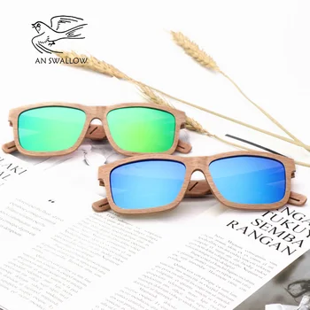 UMA ANDORINHA Madeira de Faia, Homens de Óculos de sol Polarizados de Madeira de Óculos de Sol para Mulheres Azul Verde Lente Artesanal Marca de Moda Cool UV400
