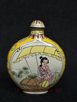 YIZHU CULTUER Coleção de ARTE do Vintage arte Chinesa Cloisonne Pintura Beleza Flores Figura Snuff Bottle Decoração