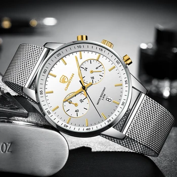 Relógios de homens de CHITA Top de marcas de Luxo Aço Inoxidável do Relógio de Quartzo Homens Waterproof o Negócio do Cronógrafo Relógio Relógio Masculino