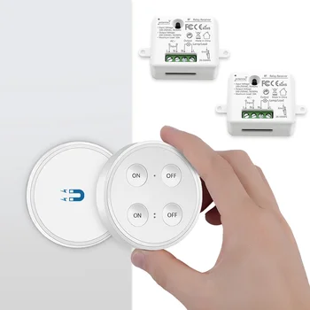 Iluminação com controle remoto sem fio do interruptor e 2 receptores, controle de 2 luzes por 1 switch, Sem WiFi, Sem Hub, fácil para a instalação