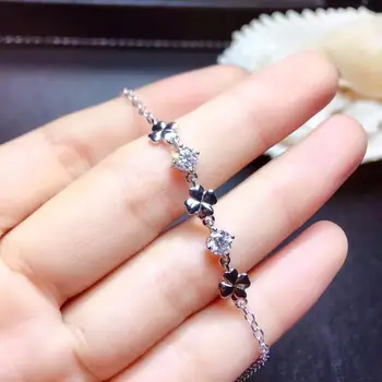 Requintado moissanite pedra preciosa pulseira de mulheres prata esterlina da jóia 925 banquete de aniversário de presente da jóia brilhante melhor do que diamante
