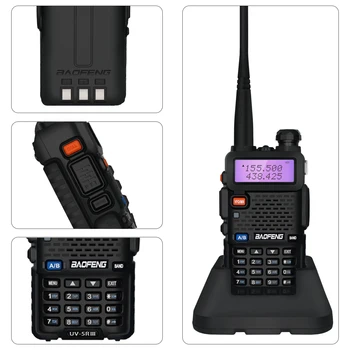 Baofeng Tri-Banda UV-5R III Walkie Talkie VHF UHF 220-260MHz Presunto Transceptor Portátil 5W Duas vias de Rádio UV5R UV 5R Atualização de Intercomunicação