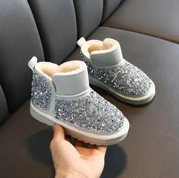 Inverno crianças de moda botas de neve grossa filho de algodão, sapatos de desporto quente de pelúcia macia, de fundo de bebê menina botas de esqui de inverno de inicialização para o bebê